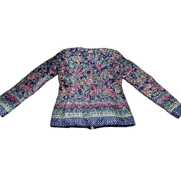 EUC Lilly Pulitzer Reversible Puffer Coat Jacket Gold Not Too Catty Navy Small - Picture 5 of 10